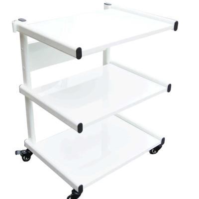 Guéridon mobile à 3 plateaux 80 cm blanc