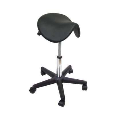 tabouret selle cheval noir sur roulettes