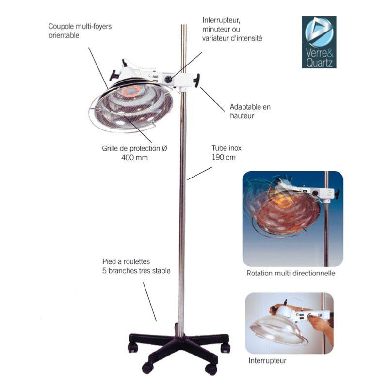 Lampe chauffante infrarouge + bras articulé, 400 W