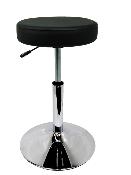 Tabouret noir assise ronde s/socle acier chromé