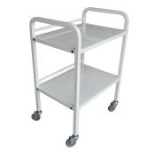 Guéridon mobile à  2 plateaux 40 cm blanc