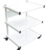 Guéridon mobile à 3 plateaux 80 cm blanc