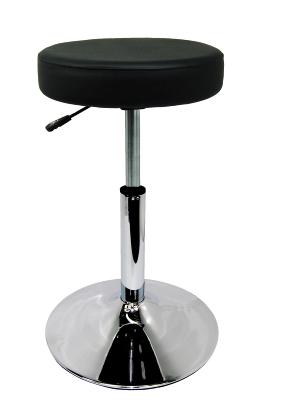 Tabouret noir assise ronde s/socle acier chromé